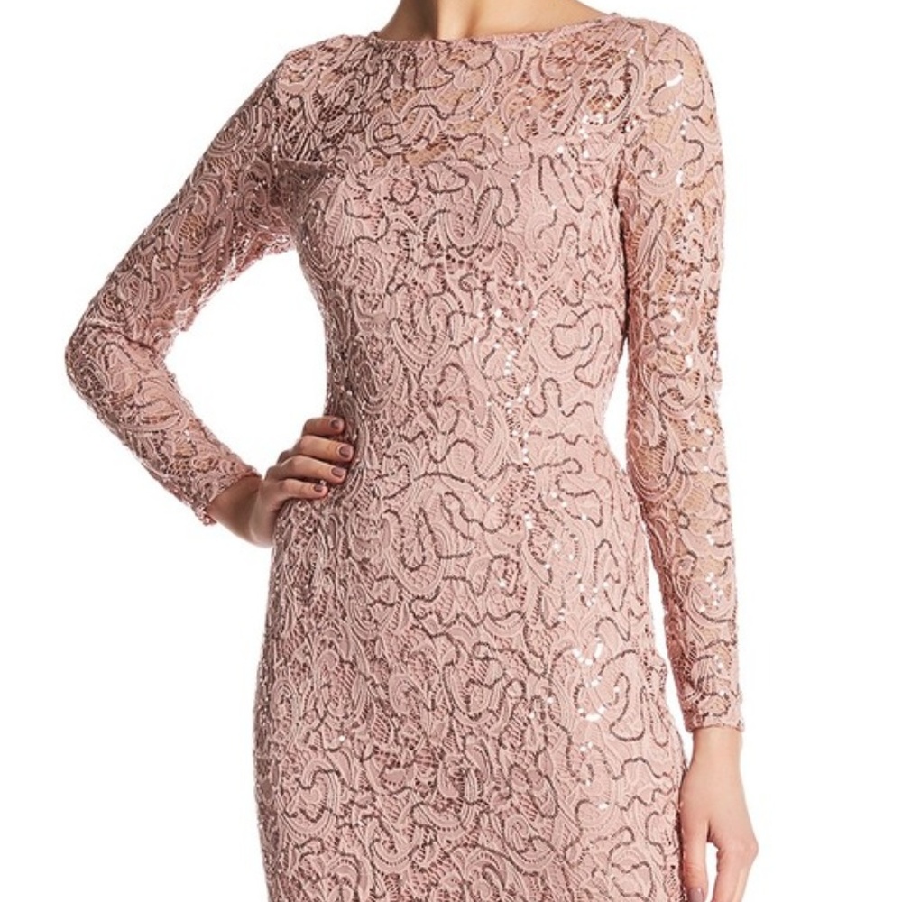 💖 Marina Sequin Long Sleeve Lace Maxi Gown 💖